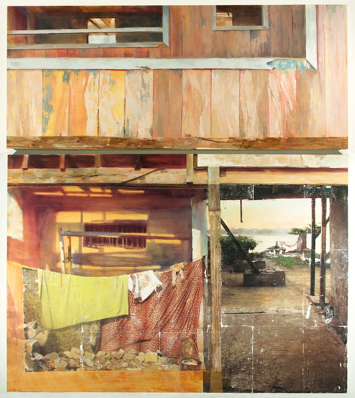   Drift , 2012 oil, acrylic, and gesso transfer on linen, 88 x 76 in 