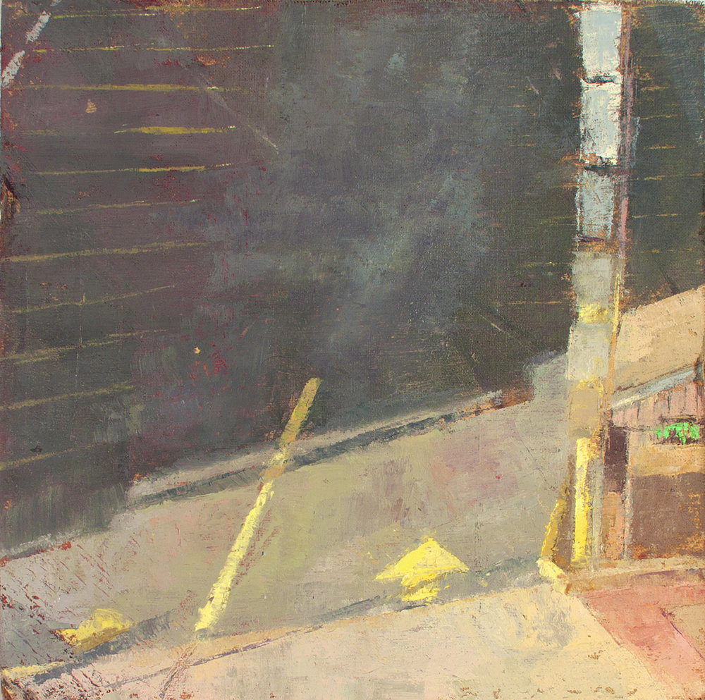   Motel Lot , 2011 oil on muslin mounted on board, 8 x 8 in 