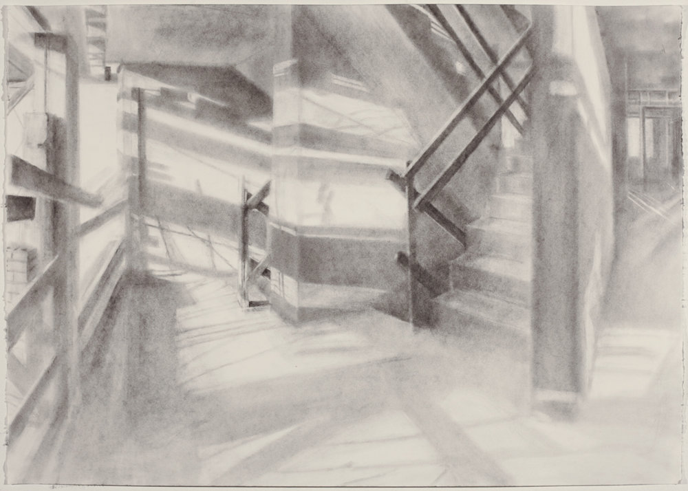   Study for Mural at The Delson , 2018 graphite powder on paper, 18 x 24 in 