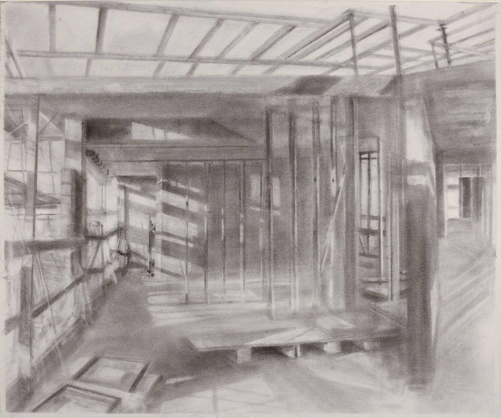  Study for Mural at The Delson,  2018 graphite powder on paper, 18 x 20 in 