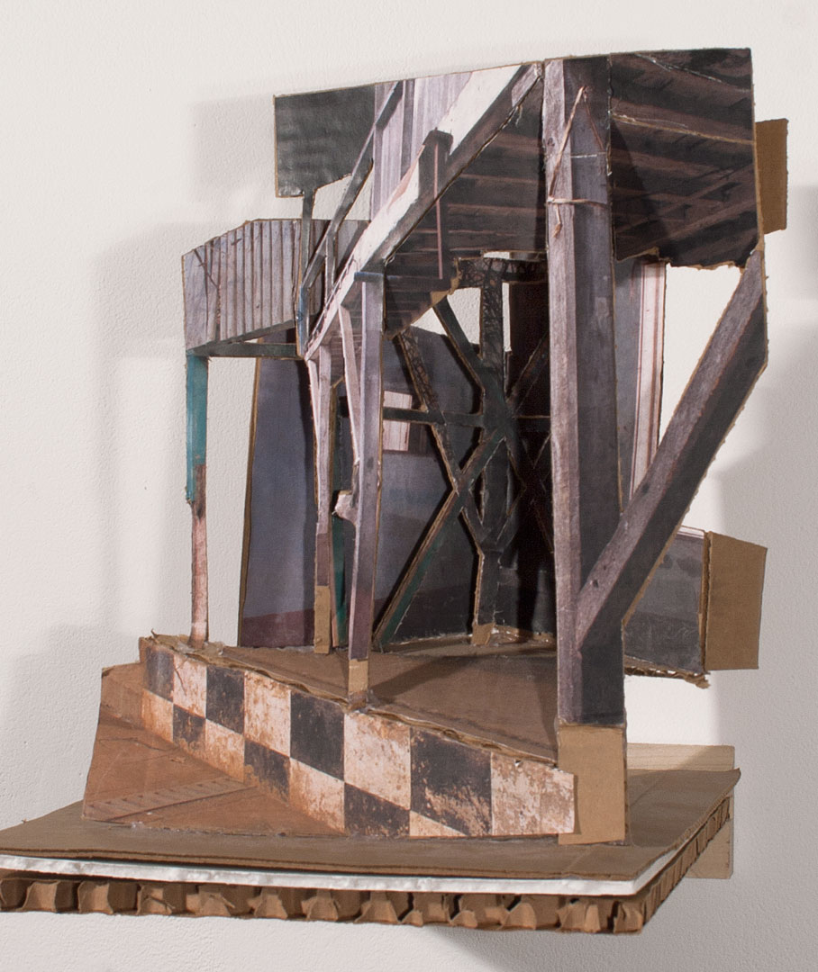   Stage, Model , 2012 collage on cardboard 13 x 10 x 14 in 