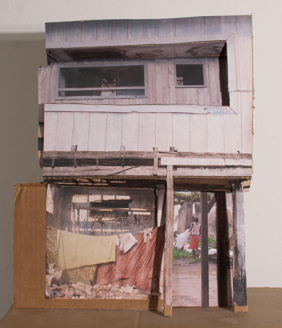   Naima in the Afternoon (Drift) , 2011 collage on cardboard 15 ½ x 15 ½ x 8 in 