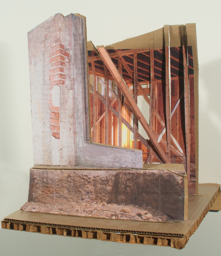   Avenida Marginal , 2012 collage on cardboard 14 x 11 x 11 in 