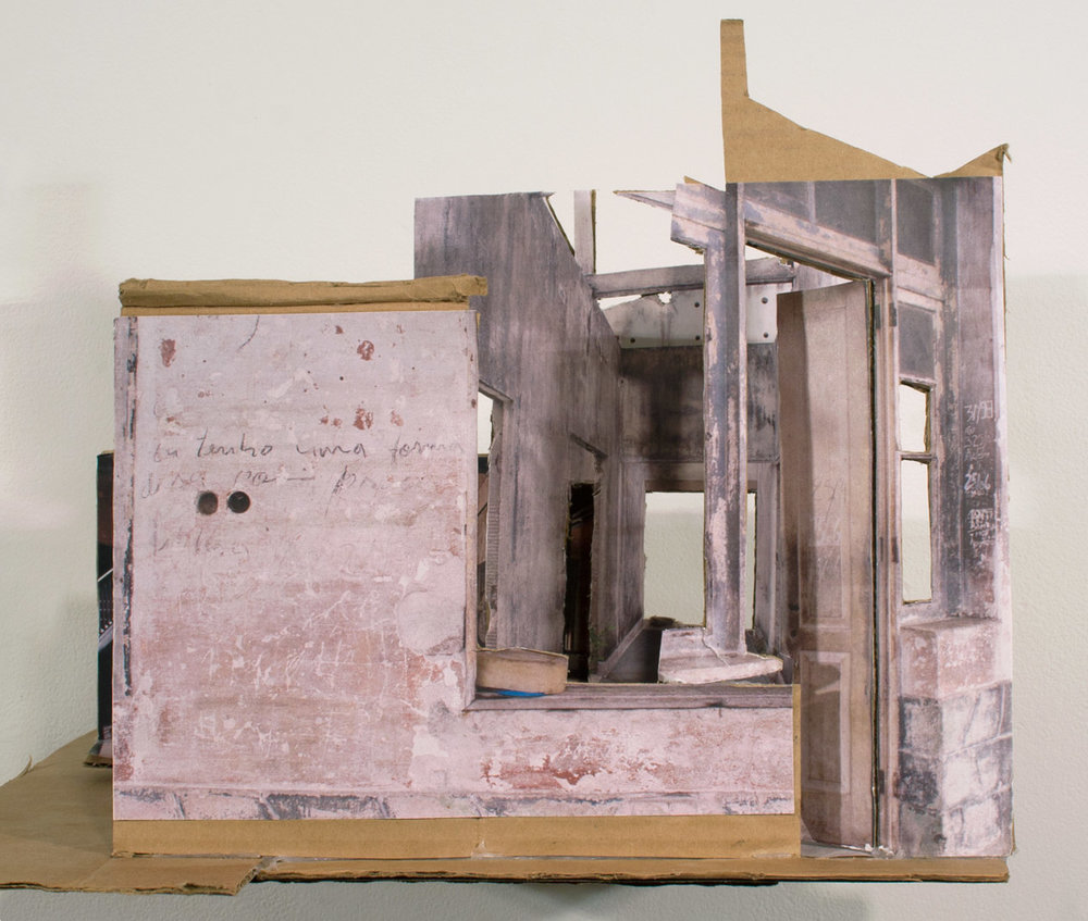   Collected, Model , 2012 collage on cardboard 12 x 17 x 13 in 