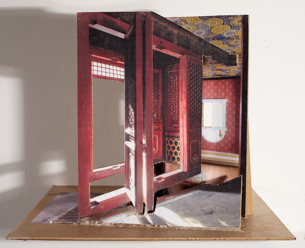   Before the Cattle Guard   Model , 2014 collage on cardboard 11½ x 12 x 10 in 