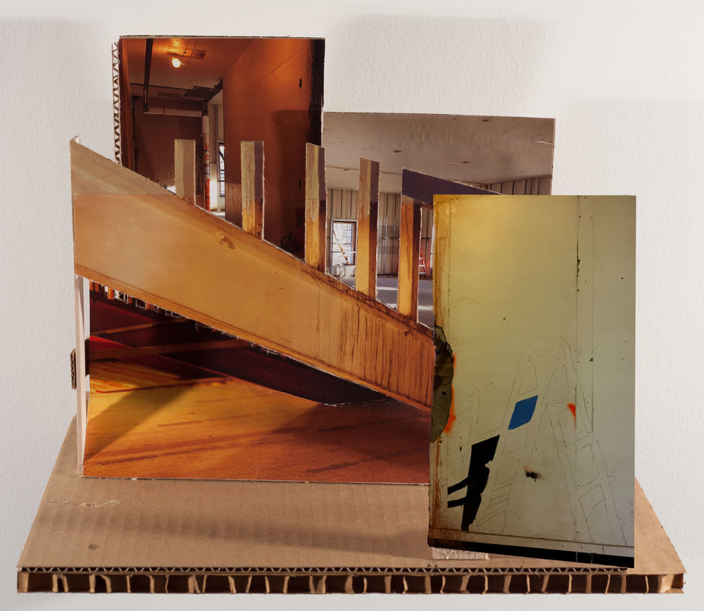  Last Door on the Right Model,  2016 collage on balsa wood &amp; cardboard 12 x 18 x 10 in 