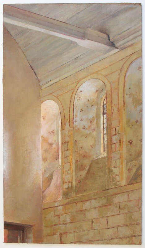   Refectory 1,  2013 oil on muslin mounted on board 26 x 10 in 