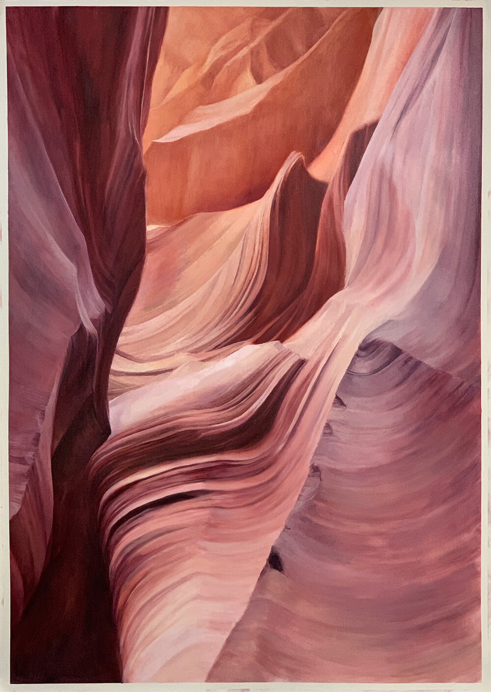   Where water runs  through rocks,  2019 Oil on linen, 82 x 54 in 