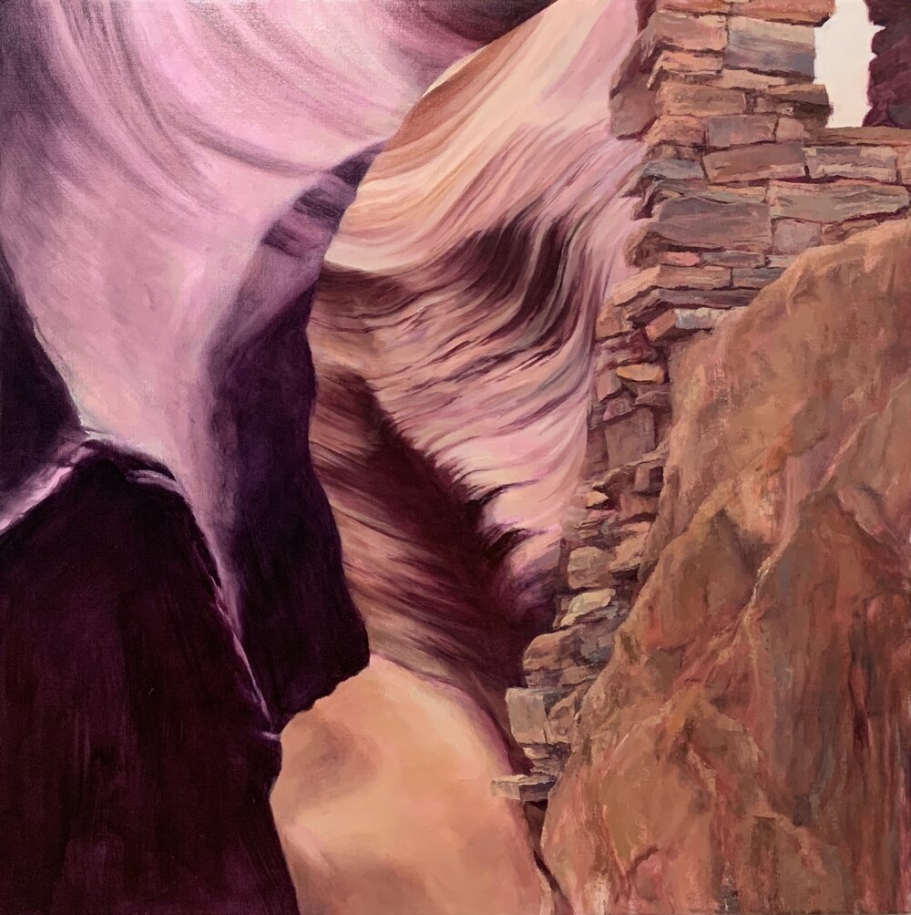   Cliff Dwellers , 2020 oil on linen, 44 x 44 in 